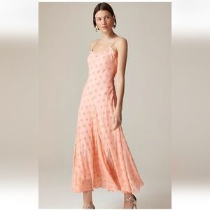 NWT Women's J.Crew Peach Floral Collection eyelet maxi slip dress Sz 00 $398